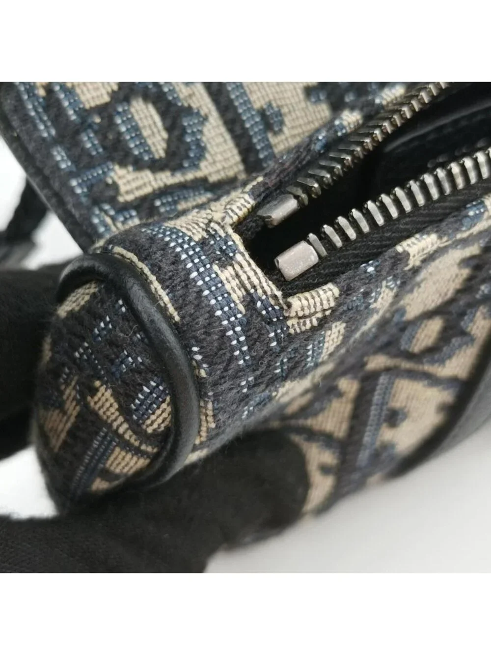 Dior Saddle Navy Gray Jacquard Handbag
